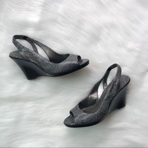 Cole Haan Margot Gray and Black Python Wedge